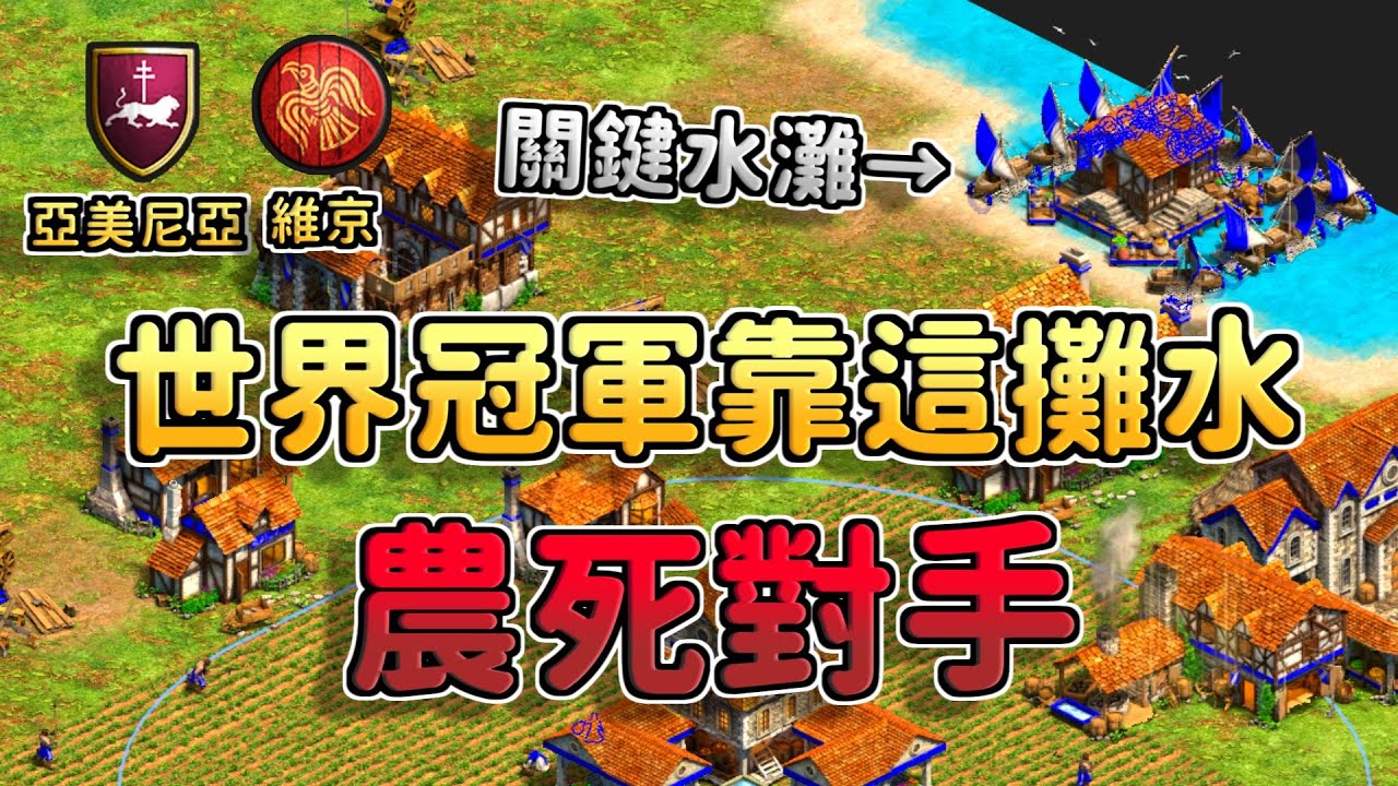 【世紀帝國2決定版】這就是頂級遊戲理解嗎？世界冠軍打輸了海戰卻用一攤水農死了對手！【中世紀大師賽】《亞美尼亞 vs 維京》【CC字幕】