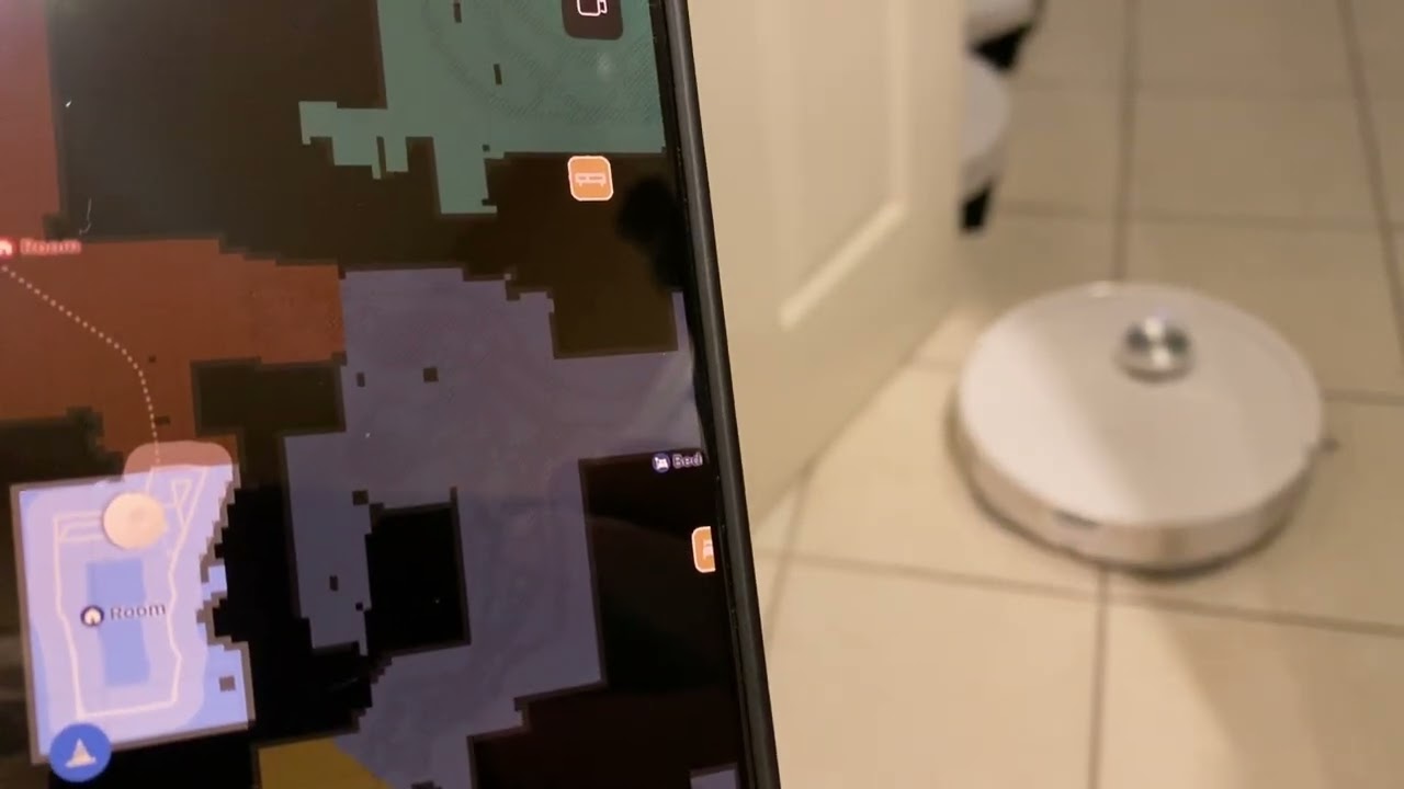 Testing Roborock QRevo Master in designated Ara - Laundry room to clean soap in the floor.