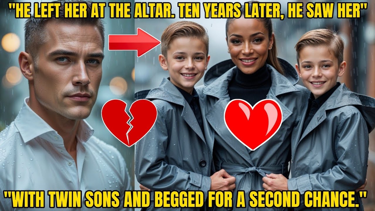 MILLIONAIRE LEFT HER AT THE ALTAR. 10 YEARS LATER, HE SAW HER WITH TWINS, BEGGED FOR A SECOND CHANCE