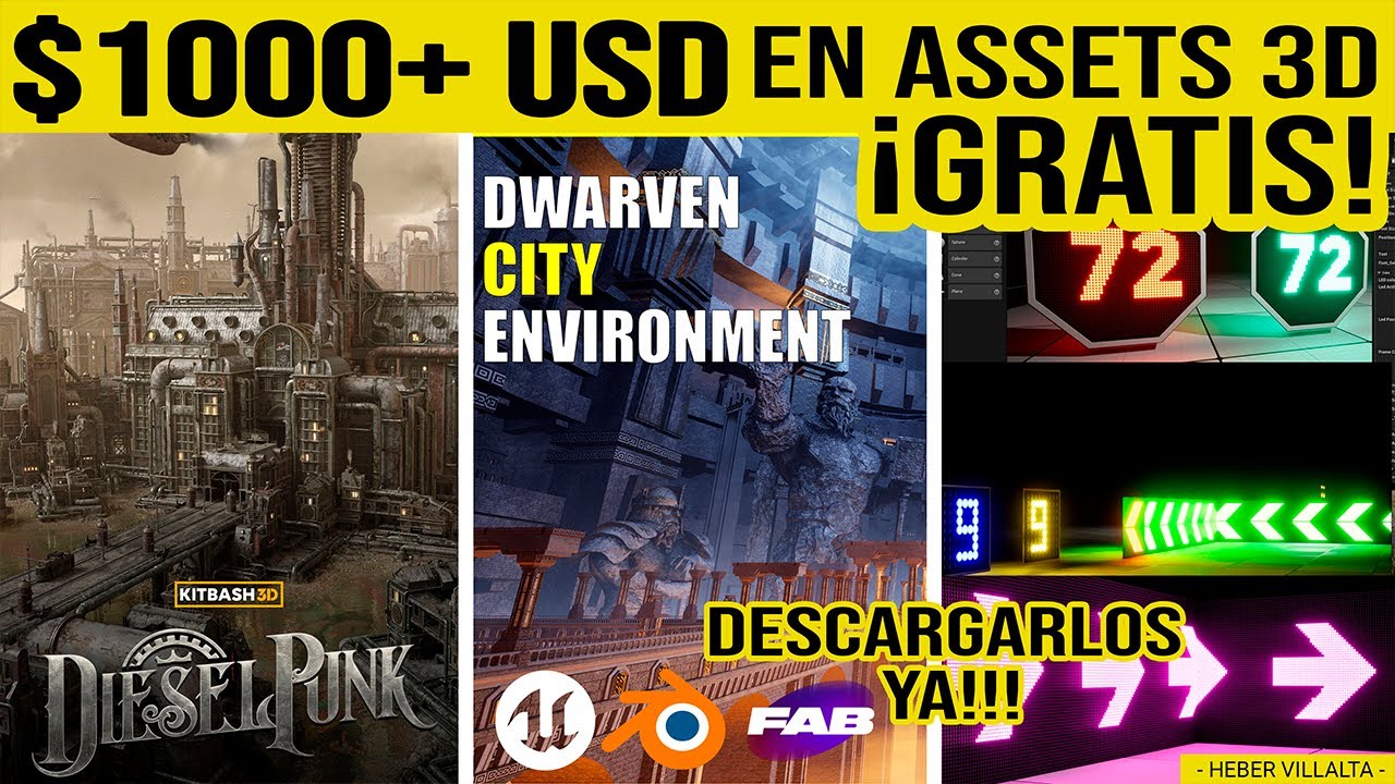 $1000 + USD en asset 3d ¡GRATIS! - Para Blender, Unreal Engine y Más ¡Descargalos ya!