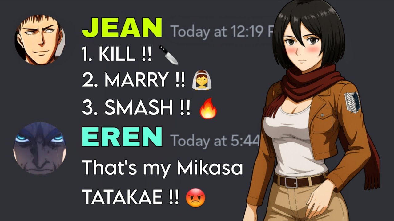 If Attack on Titan Characters play KISS MARRY or KILL | Attack on Titan discord server