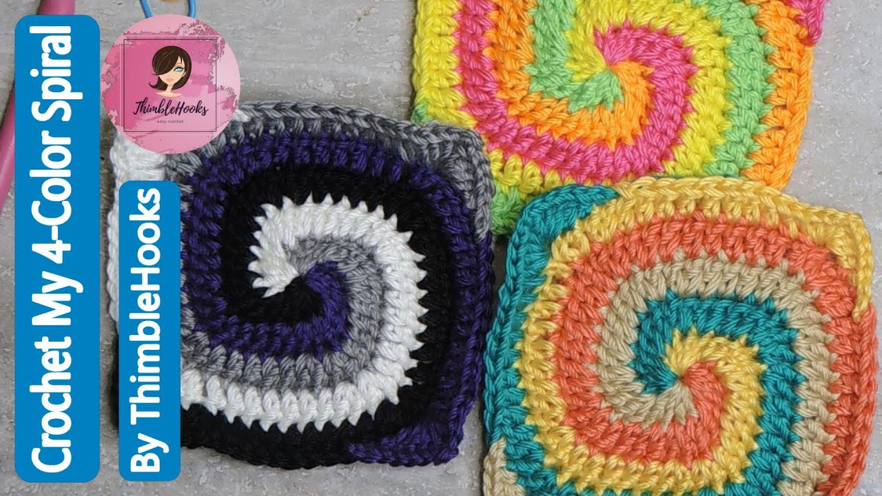 Crochet My Easy & Fast 4 Color Spiral / Make it Round or Make it a Granny