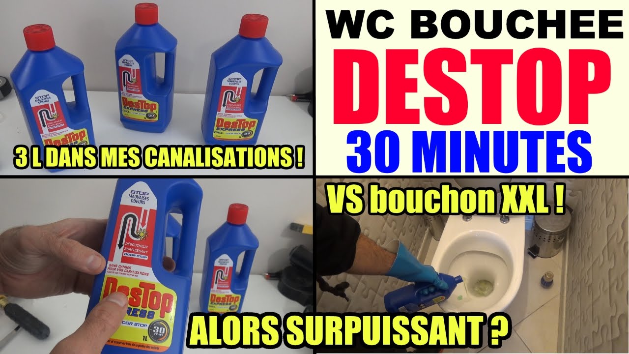 wc bouch&eacute; destop express test toilette deboucher canalisation wc lavabos douche baignoire &eacute;vier