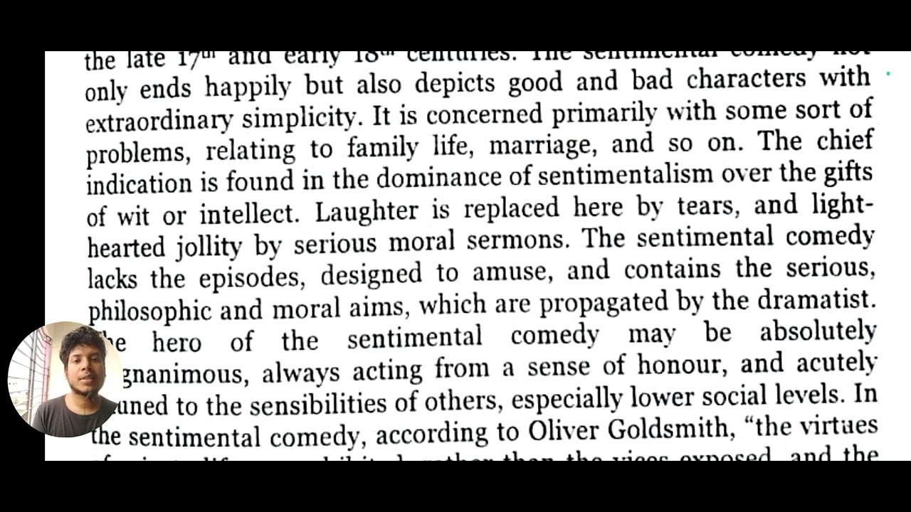 what is sentimental comedy | Restoration and 18 century poetry and drama