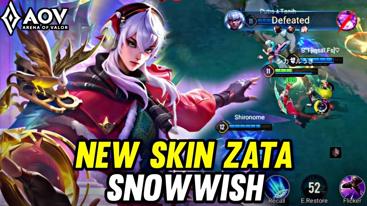 AOV : NEW SKIN ZATA  SNOWISH GAMEPLAY - ARENA OF VALOR LIENQUANMOBILE ROV