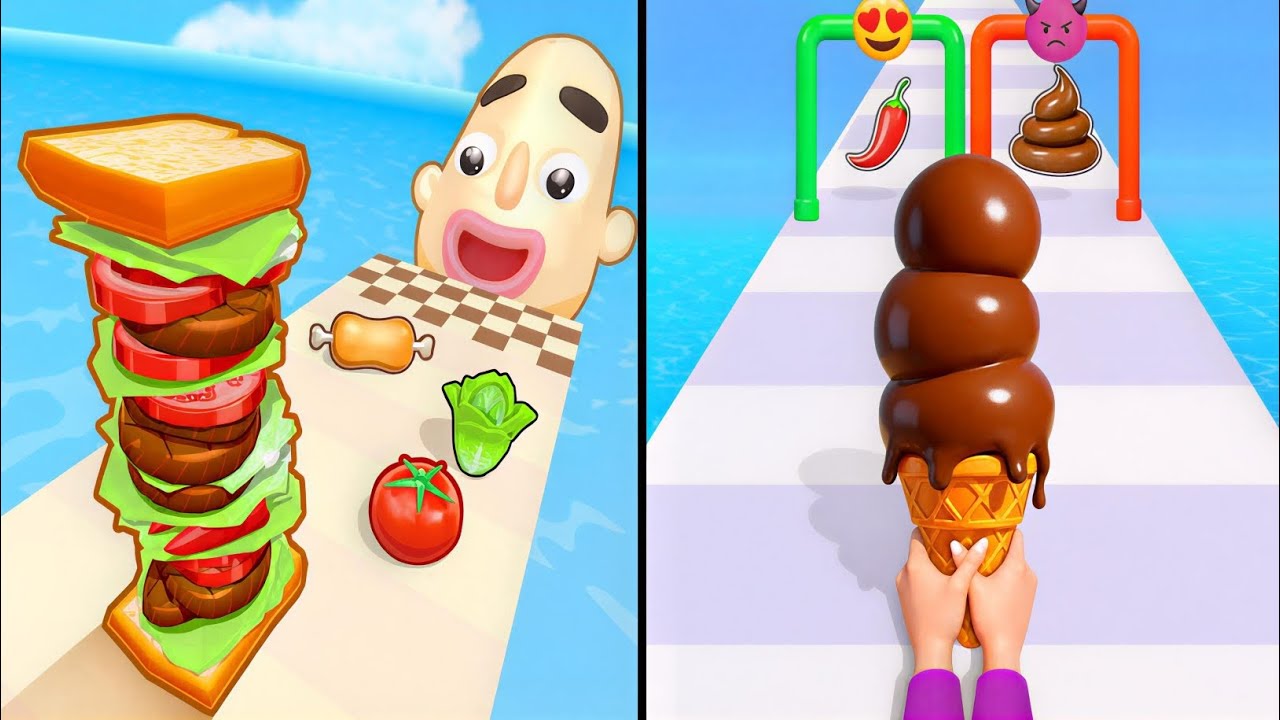 Stacky Ice Cream vs Sandwich Runner Max Levels Unlocked Speedrun Gameplay