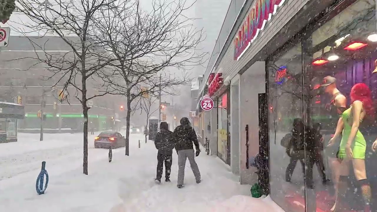 Walking In A Snowstorm Day From Church & Wellesley To Toronto Metropolitan University #snow