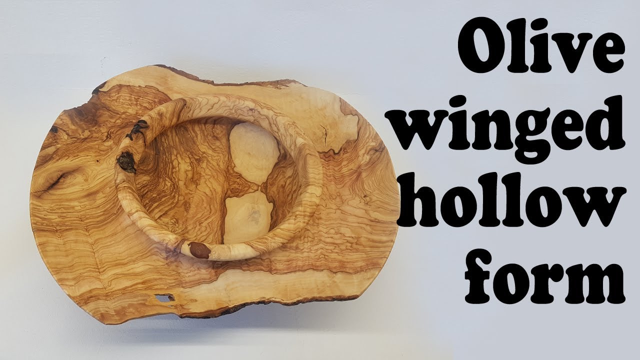 Woodturning an olive wood winged hollow form ! Δημιουργία στον ξυλότορνο από ξύλο ελιάς