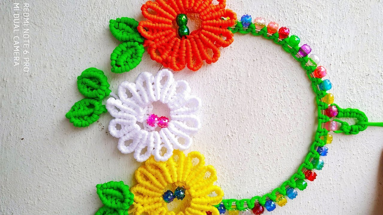 Macrame 🌻Sun-flower key Hanger Wall Hanging Tutorial in Hindi !! Full HD Part