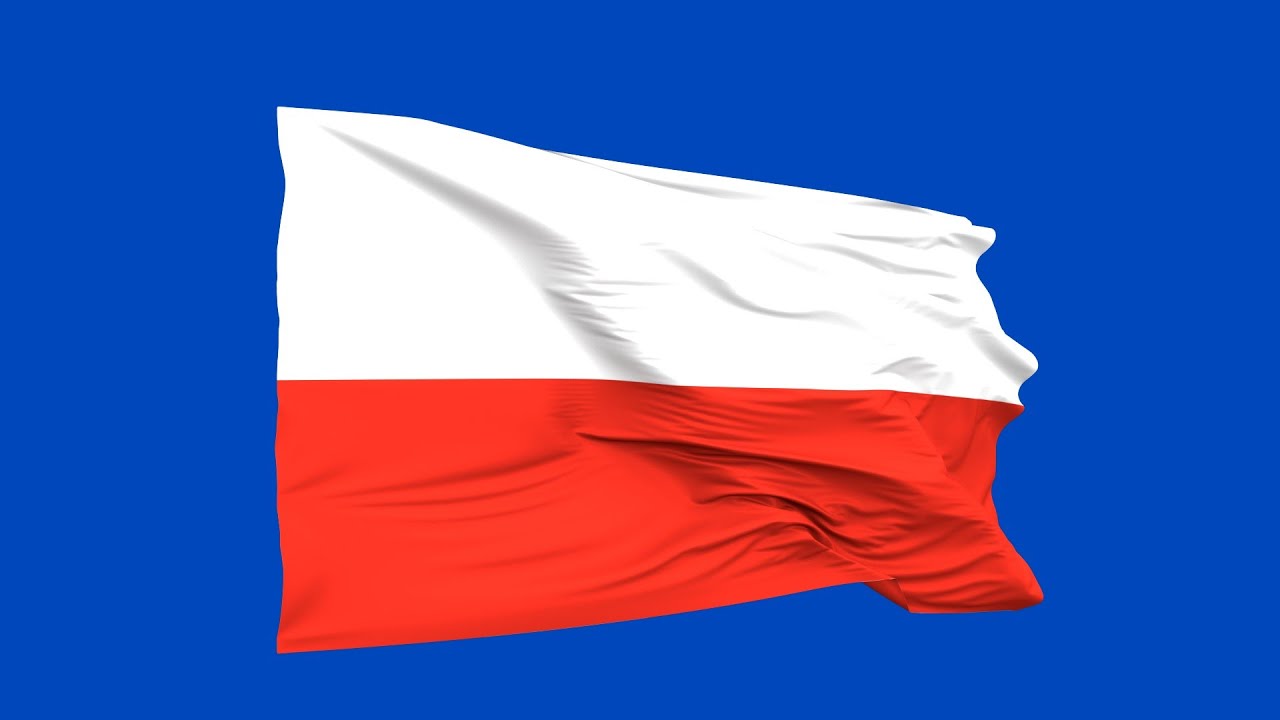 Poland Flag blue screen | green screen | chroma key (FREE USE)