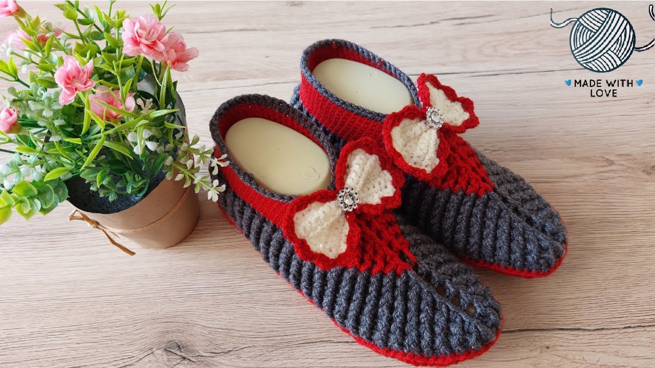 How to Crochet Slipper/ House Shoe - كيفية عمل سليبر/ لكلوك/ هاف بوت - Hausschuhe häkeln