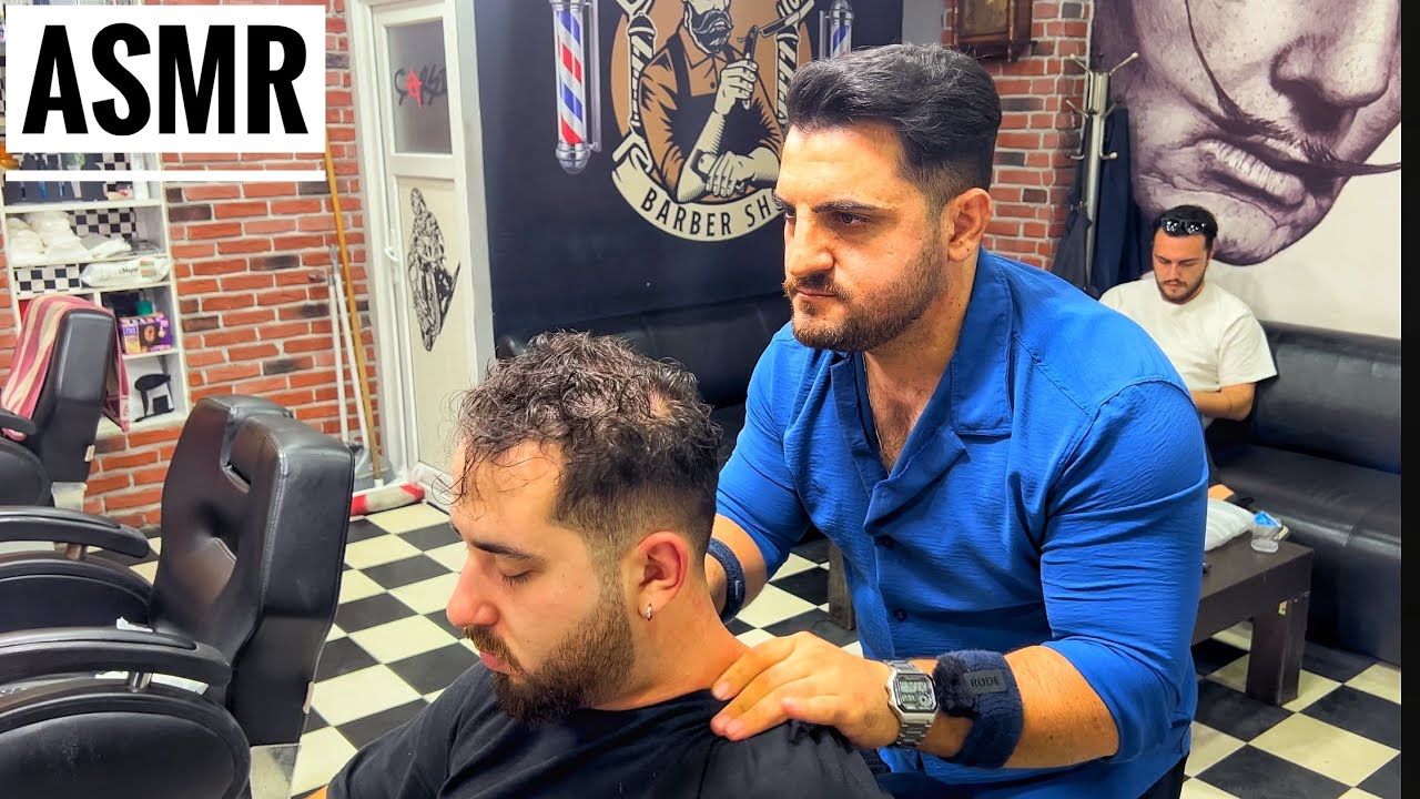 ASMR MASSAGE • Hair,Head,arm,shoulder,ear crack,face • turkish barber massage