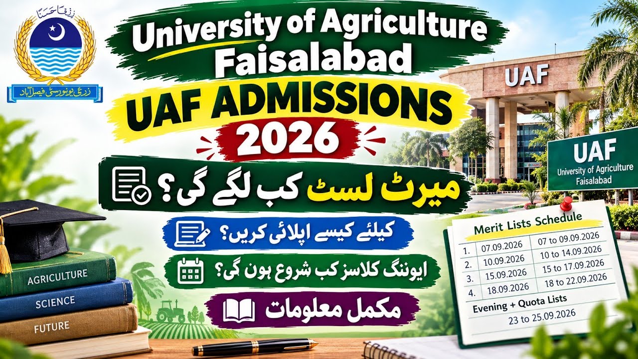 UAF Admissions 2026 | Merit Lists, Evening Classes & Complete Details
