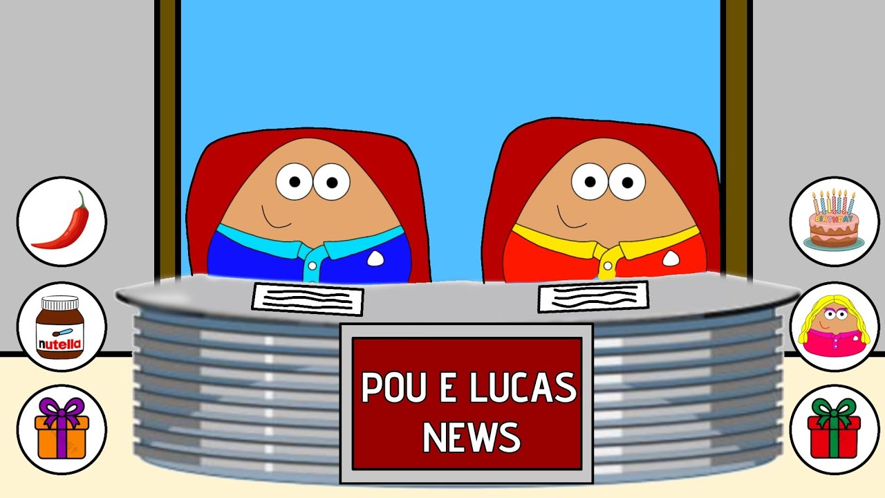 Pou e Lucas em 6 botões de animação no telejornal news