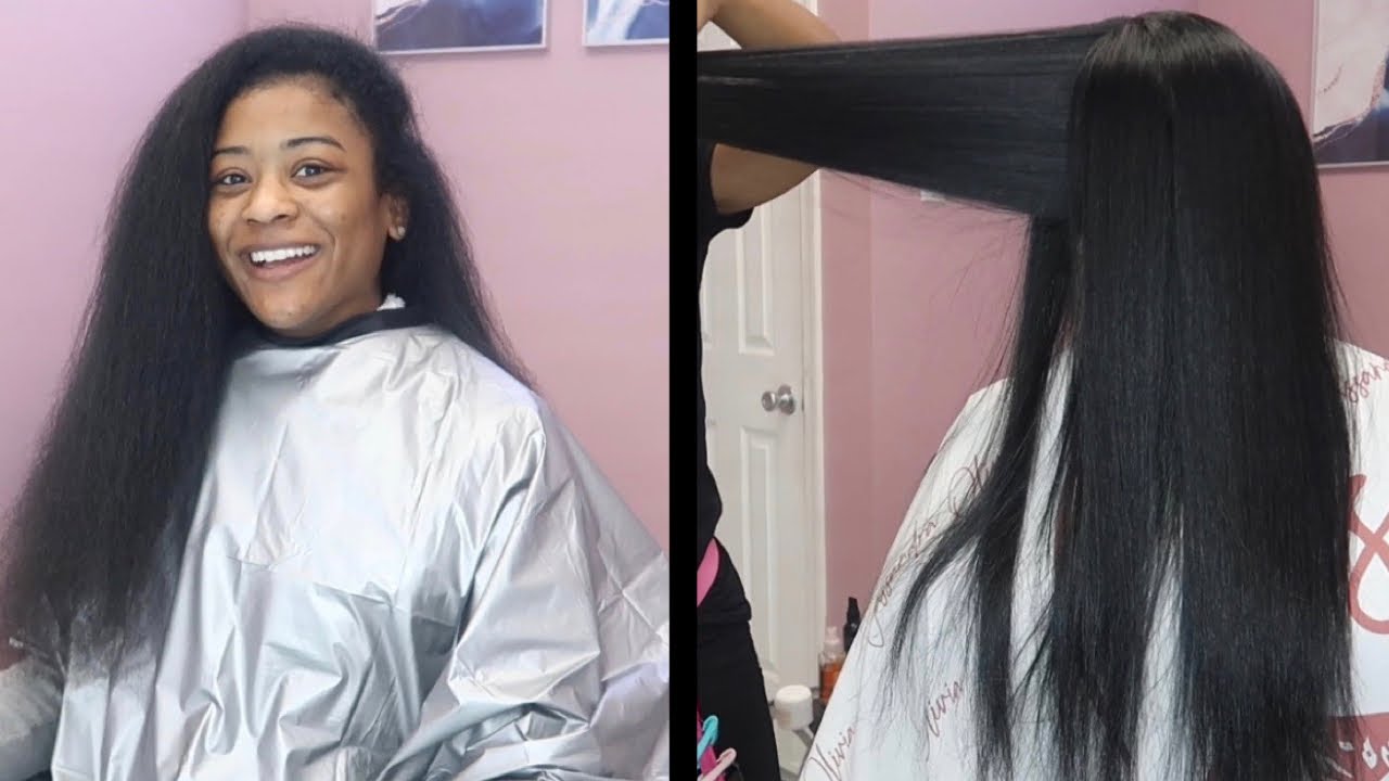 My First Official Video in my New Suite | Silk Press and trim on Long Hair | Cassandra Olivia