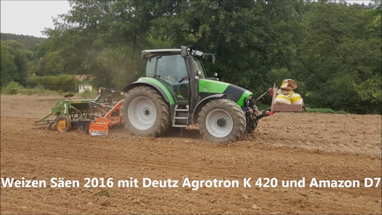 Weizen Säen 2016 mit Deutz Agrotron K 420 und Amazon D7