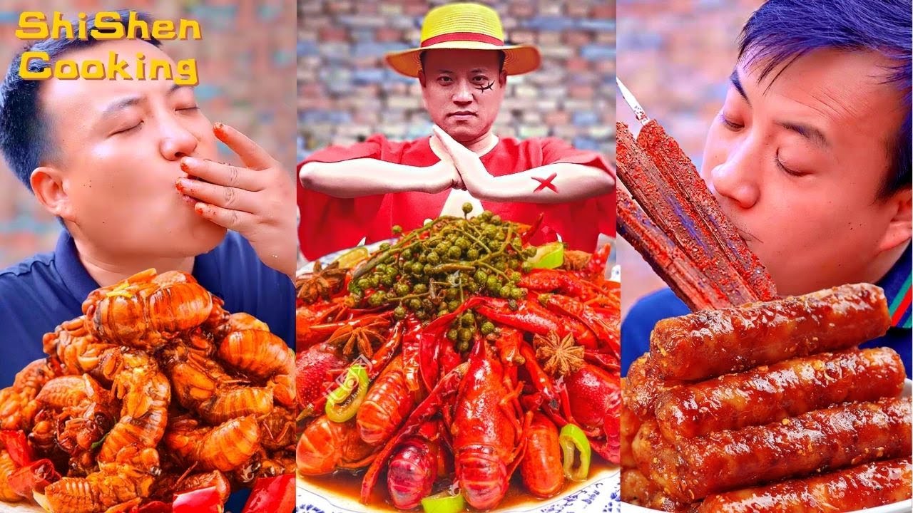 Village Funny Mukbang | Outdoor Stone Cooking | Pig&Fish&Insect Meat Which do you like?