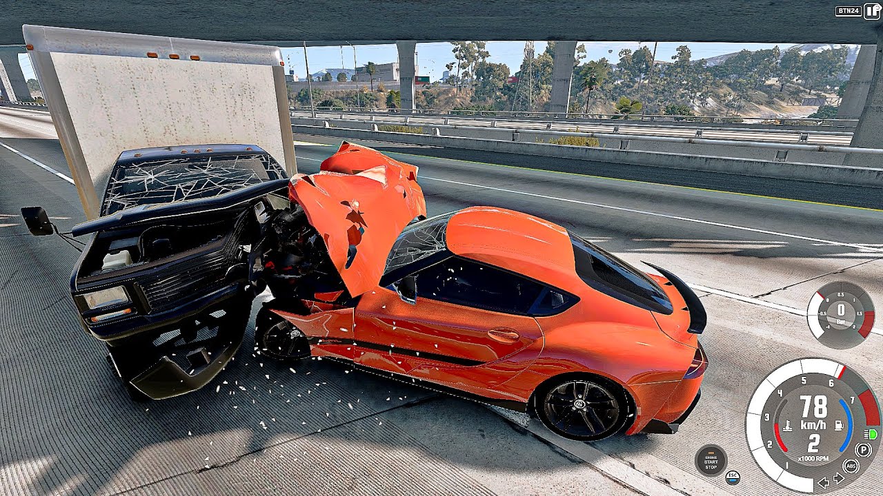 Batida INSANA no BeamNG.drive! Supra esmagado/Gameplay 