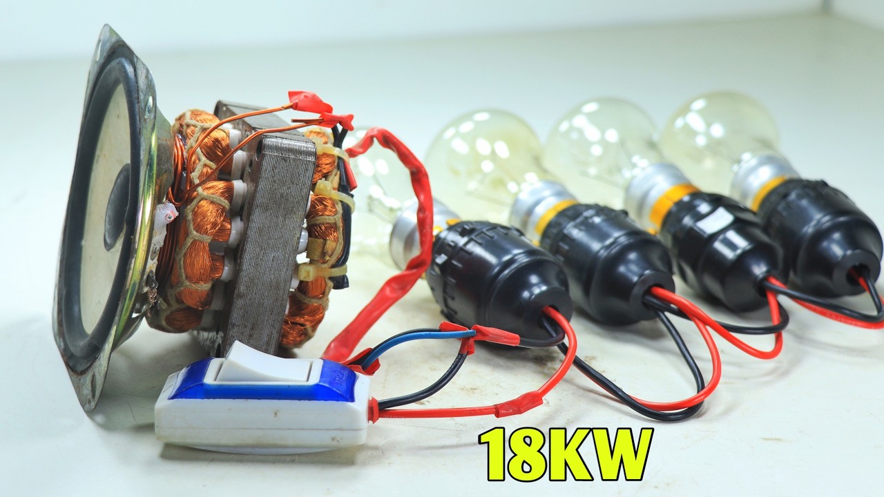 I Turn Free Energy 18KW Into 220V Free Energy Generator Use Old Speaker And Transformer