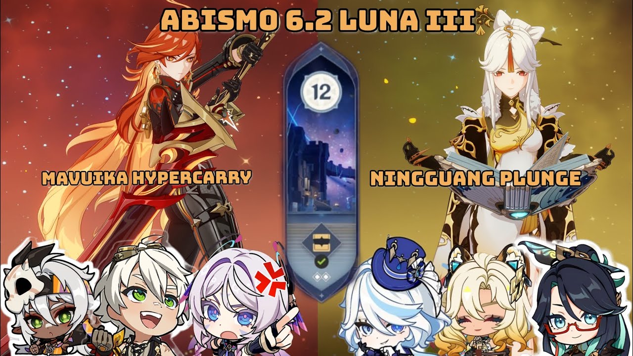 Mavuika C0 Hypercarry e Ningguang C6 plunge 6.2 Abbys| Abismo 6.2 Luna III