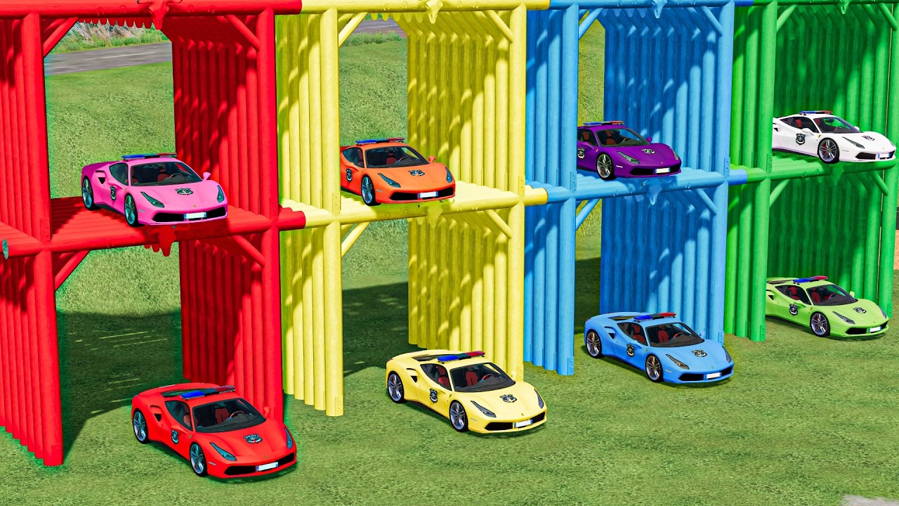 Transport Of Colors - FERRARI POLICE CARS tO WITH MAN TRUCK  - Farming Simulator 22