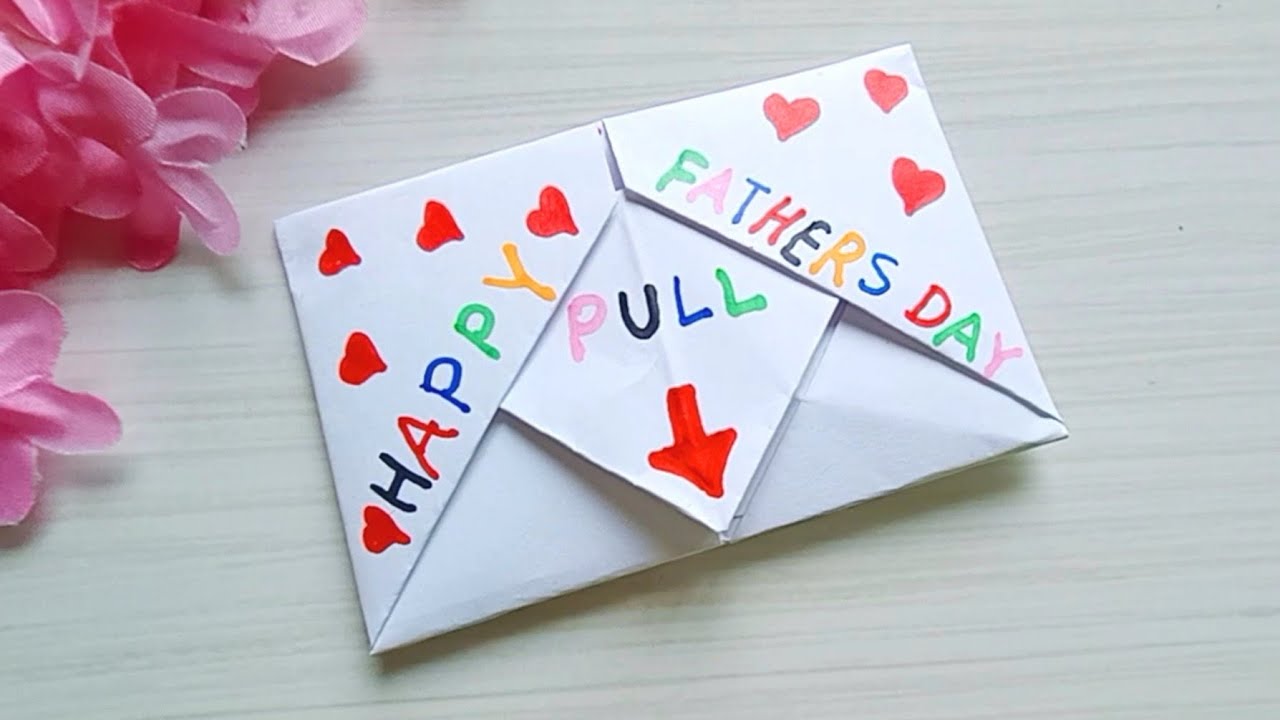 DIY - SURPRISE MESSAGE CARD FOR FATHER'S DAY | Pull Tab Origami Envelope Card | Father's Day Card