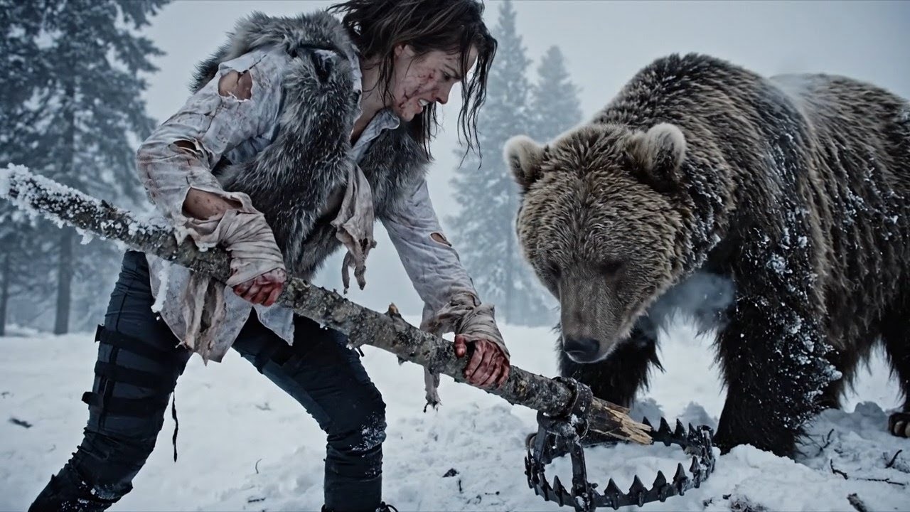 A Girl Alone Surviving in the Snow forest: She faced the bear alone and survived till dawn