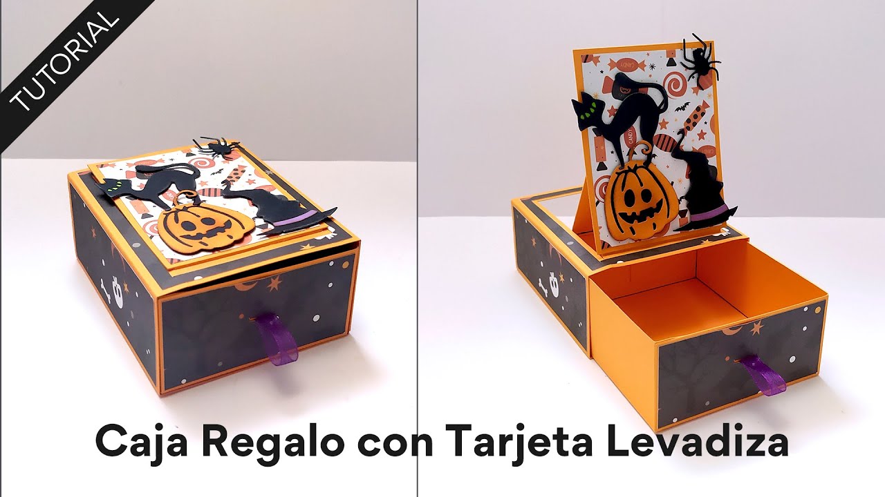 Tutorial: Caja Regalo con Tarjeta Levadiza 🎁🤩 ¡preparando Halloween! 👻