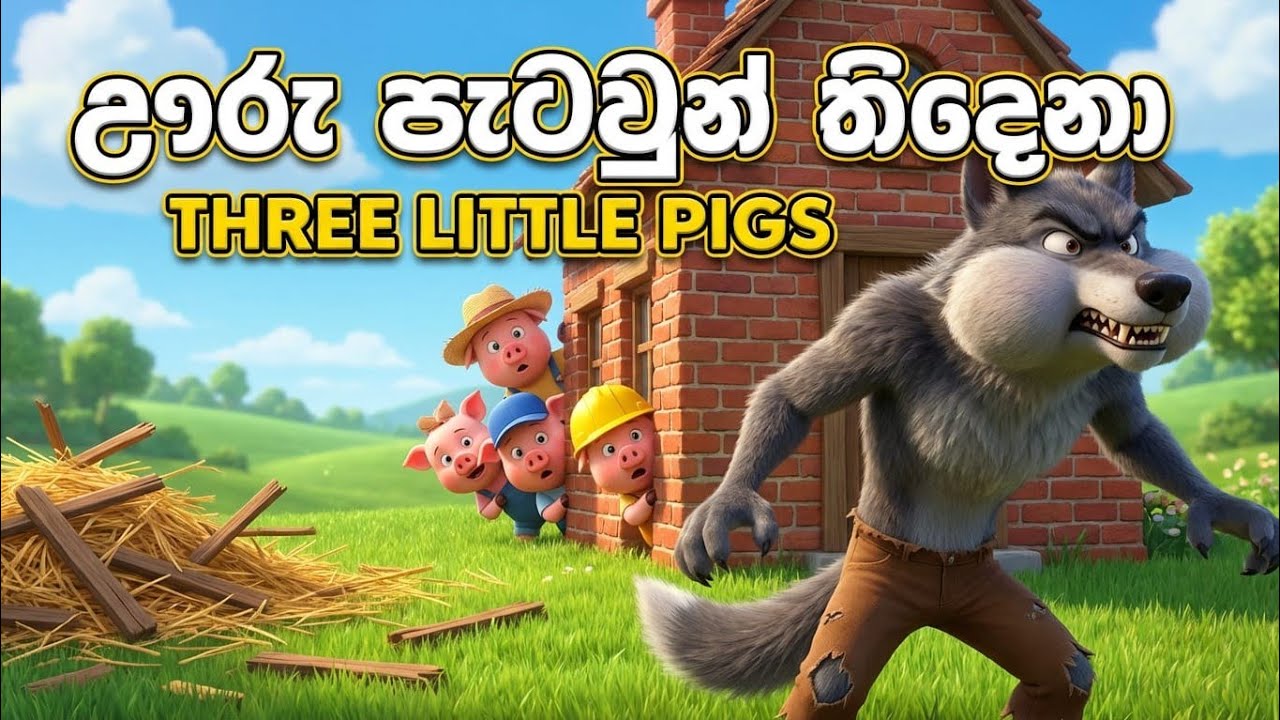 The Three Little Pigs: ඌරු පැටව් තුන්දෙනා 🐖 🐖🐖 #cartoon #aivideo #animation #kidsshorts #shortvideo 