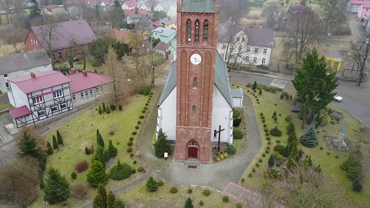 Gardna Wielka, church and lake. Poland 2017