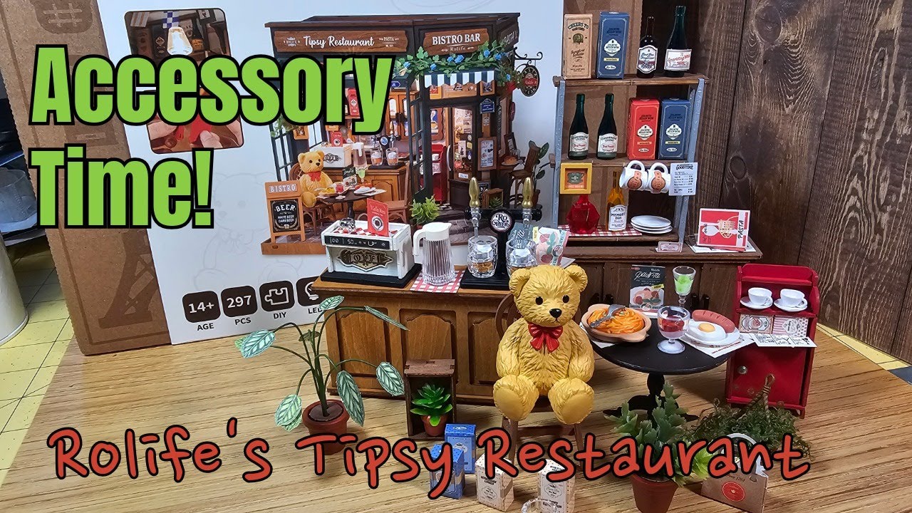 Rolife's Tipsy Restaurant: Mini Plates, Cups and Bottles!  #rolife #miniatures #dollhouseminiature