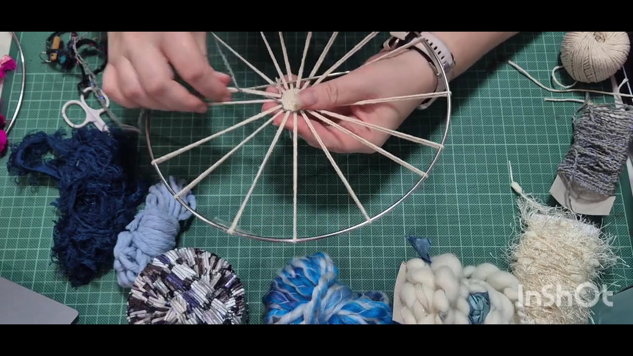Part 1 Continued - STORMY SKY Circle Hoop Weaving  #weaving #tapestry #handmade #handicraft #yarn 