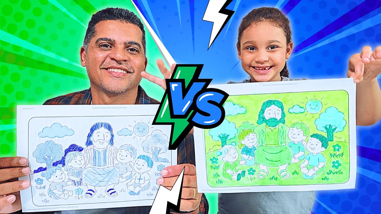 QUEM PINTOU MELHOR? COLORINDO COM UMA COR | Brincadeira em Família