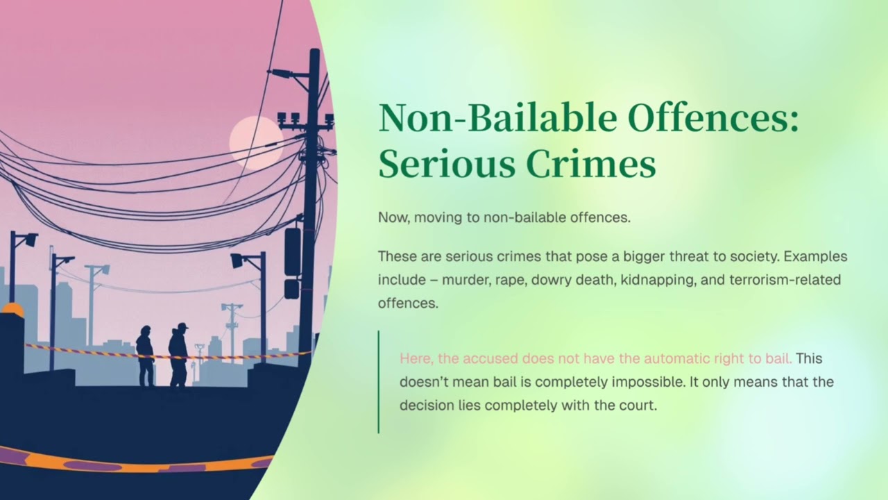 Non bailable offences by legal intern 