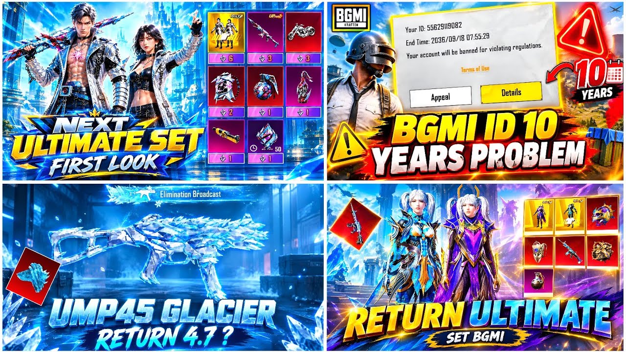 🔴 UMP45 GLACIER RETURN ? | NEXT ULTIMATE SET | BGMI I'D BAN PROBLEM | RETURNING ULTIMATE |4.7 UPDATE
