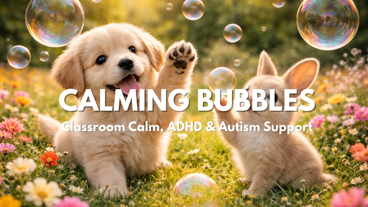 Calming Bubbles & Relaxing Music for Classroom Focus | Autism & ADHD Support, Relaxing Visuals