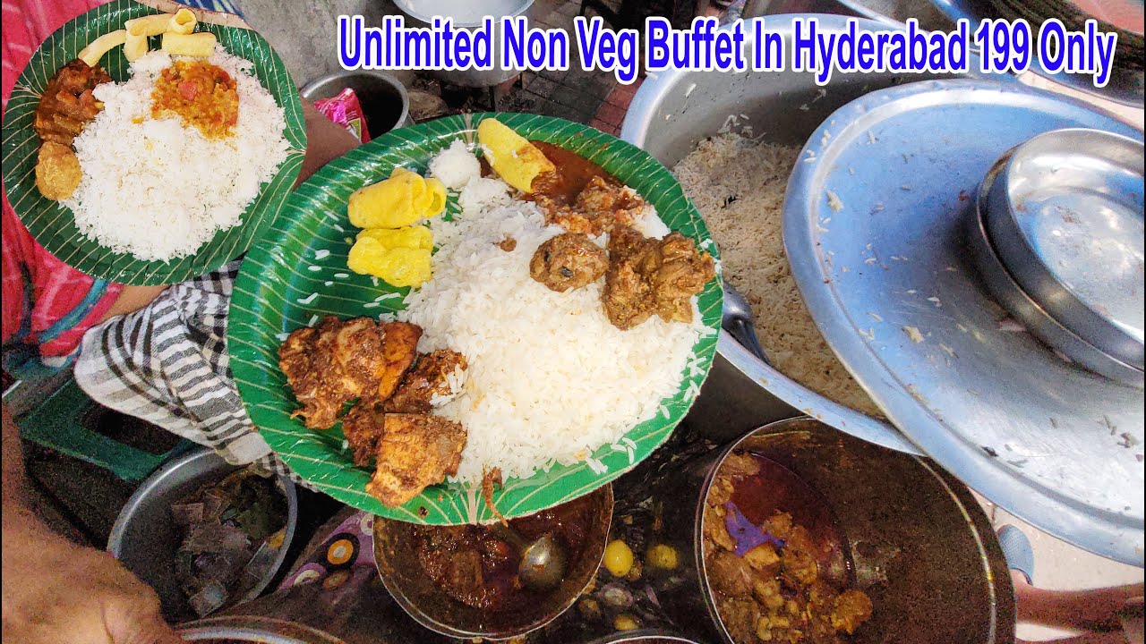 Unlimited Non Veg Buffet In Hyderabad 199 Only //  Cheapest Roadside Unlimited Food