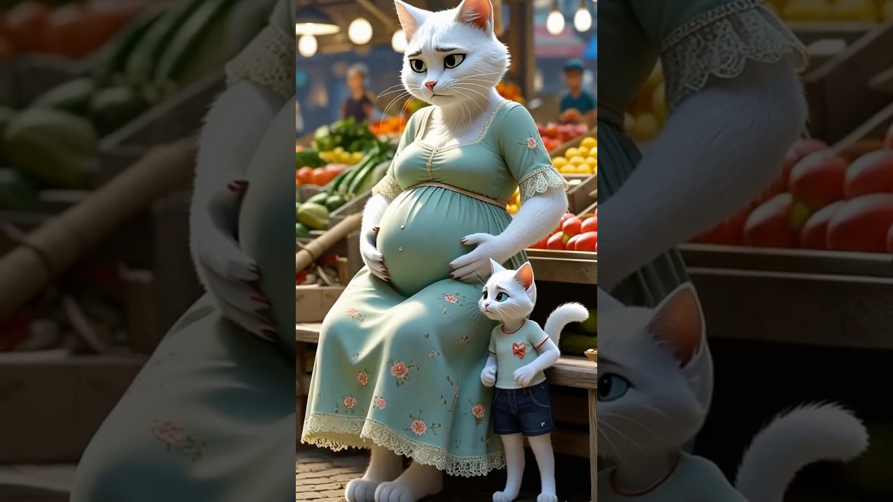 Kitten Saves the Day for Pregnant Cat Mom! #cat #catlover #animation #shorts#cutecat#trending#kitten