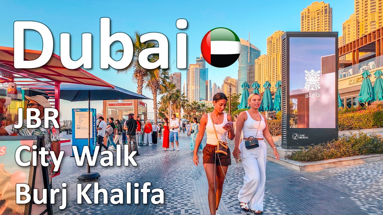 Dubai Day & Night Walking Tour: JBR, Burj Khalifa, City Walk & Burj Park Tour 4K