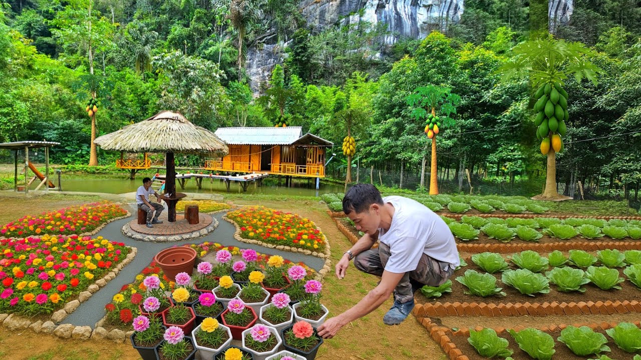 CEO Trieu Lam personally createda flower garden to decorate hishouse.