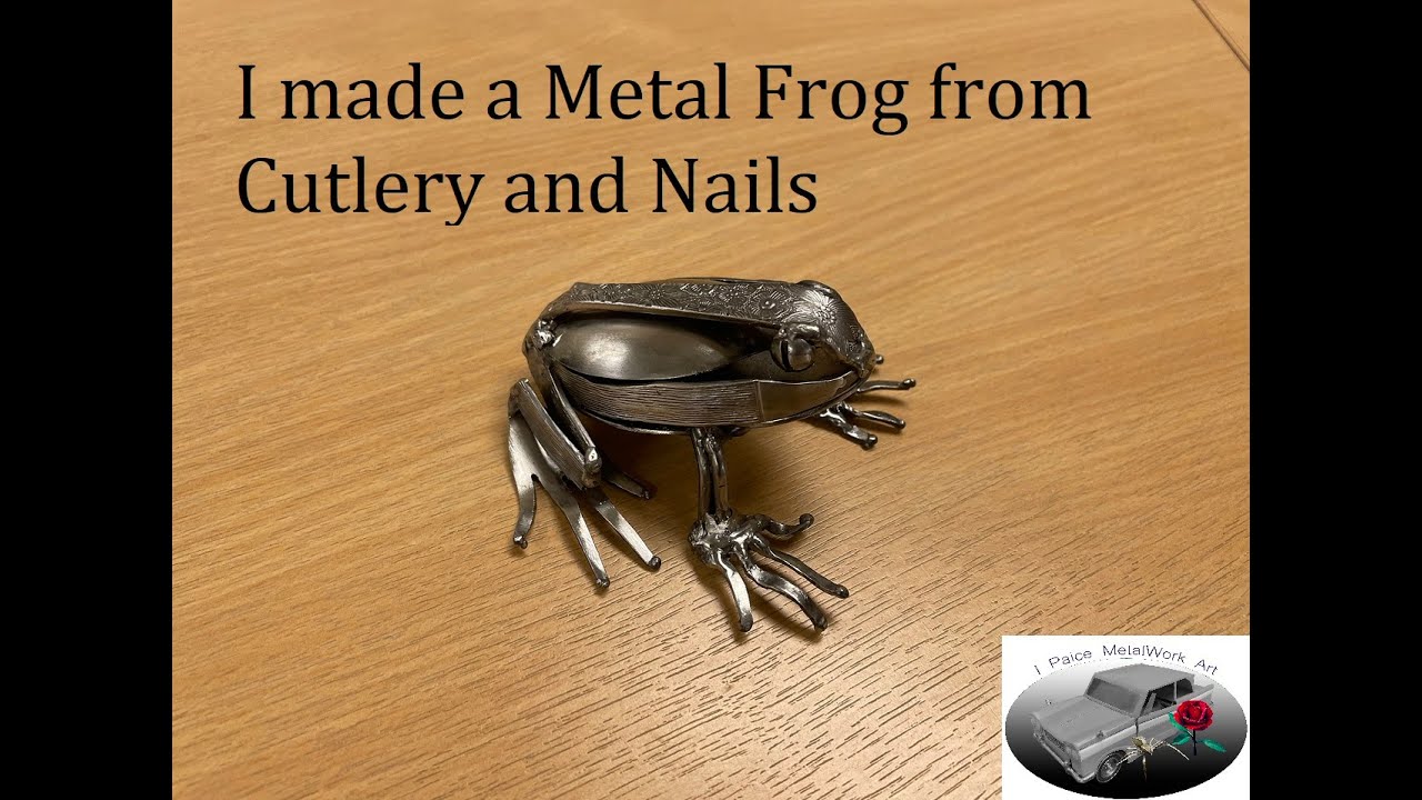 I made a frog from recycled cutlery and nails
