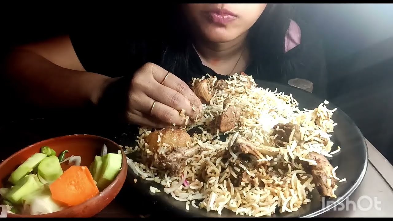 EATING SHOW CHICKEN BIRYANI AND SALAD @MOUTHFULASMR-m39 