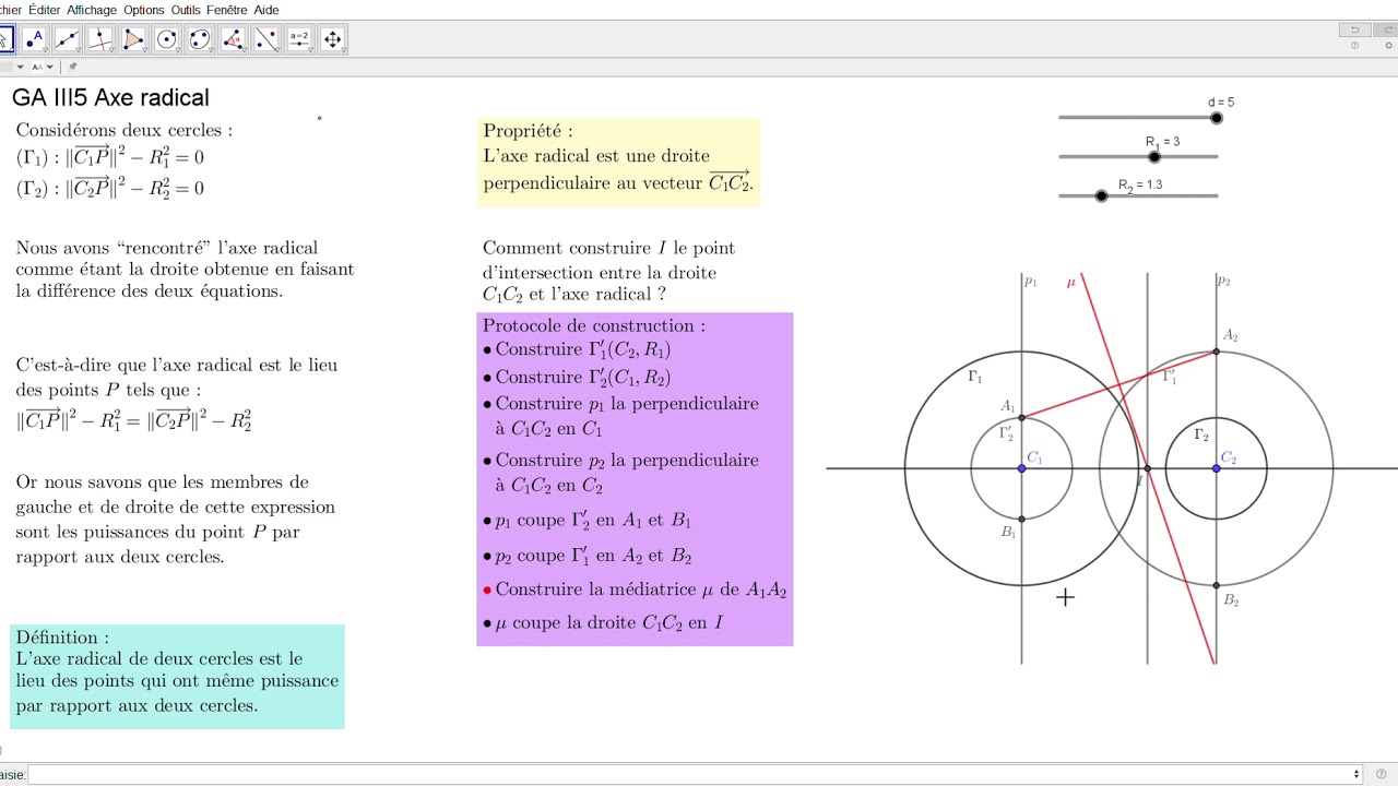 GA III5 Axe radical et faisceaux de cercles