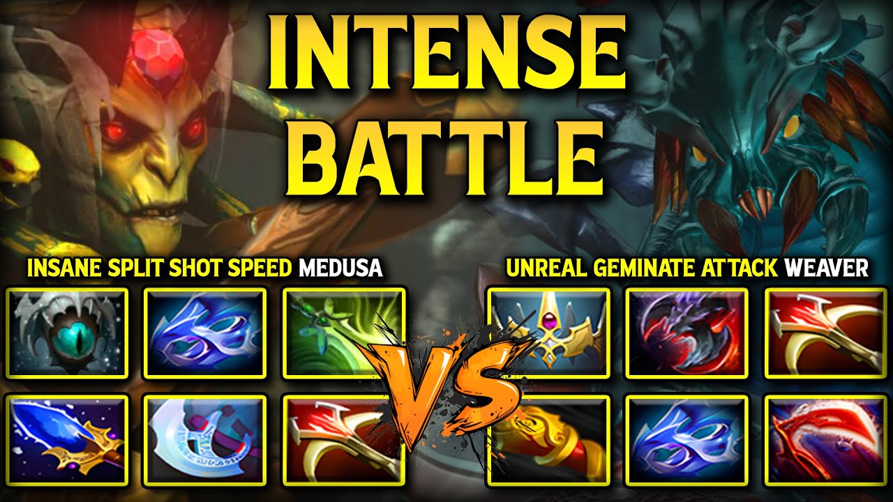 INTENSE LATE GAME BATTLE | Insane Split Shot Speed Medusa Vs. Unreal Geminate Attack Weaver DotA 2