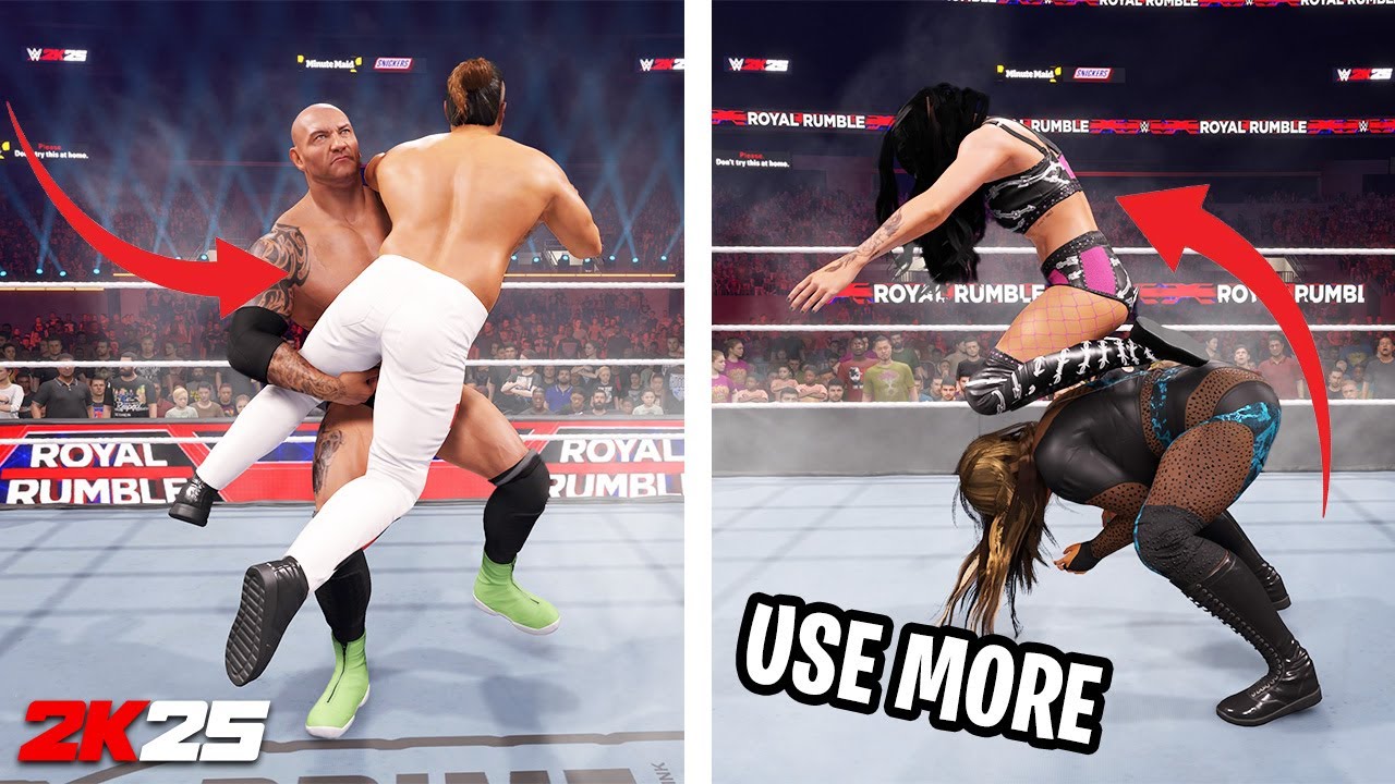 30 менее используемых приёмов в WWE 2K25 (колени Марти, Камигойе и многое другое), часть 2