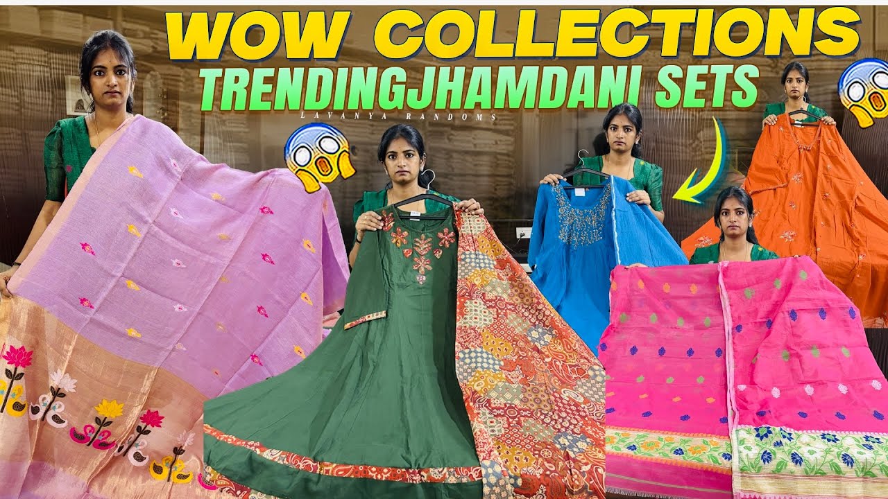 Wow collections Trending Jhamdani Sets Mul Chanderi Kurti dupatta collection 