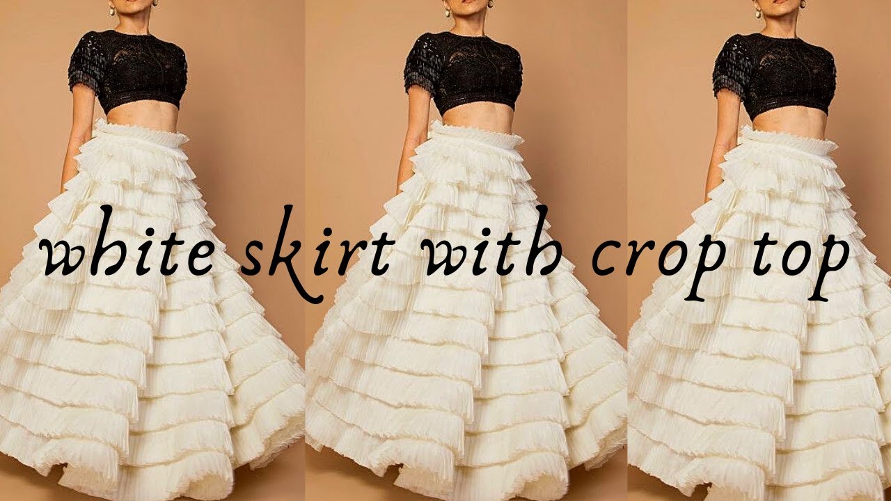 Crop top with skirt | white skirt outfit ideas with crop top | crop top dress