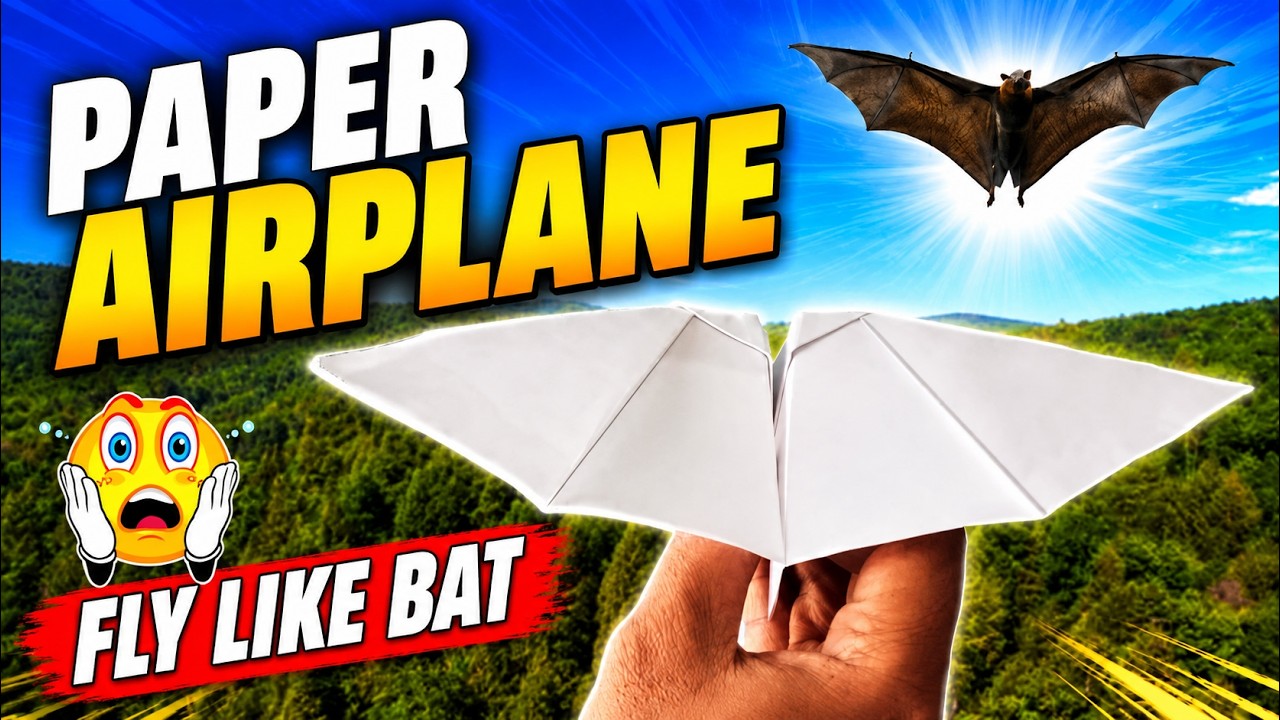 How To Make A Paper Bat Airplane Easy Tutorial Flapping Wings - Modified