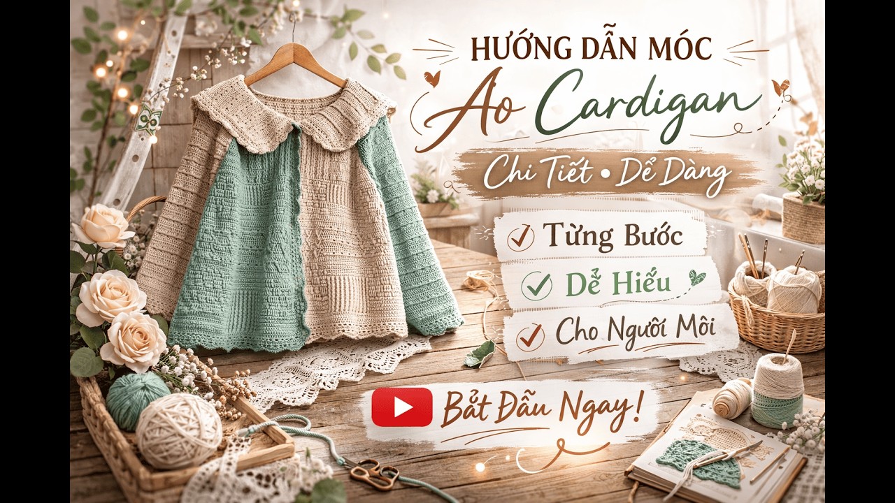 Hướng dẫn móc áo len đẹp/crochet sweater/ Nhat Hong Yarn