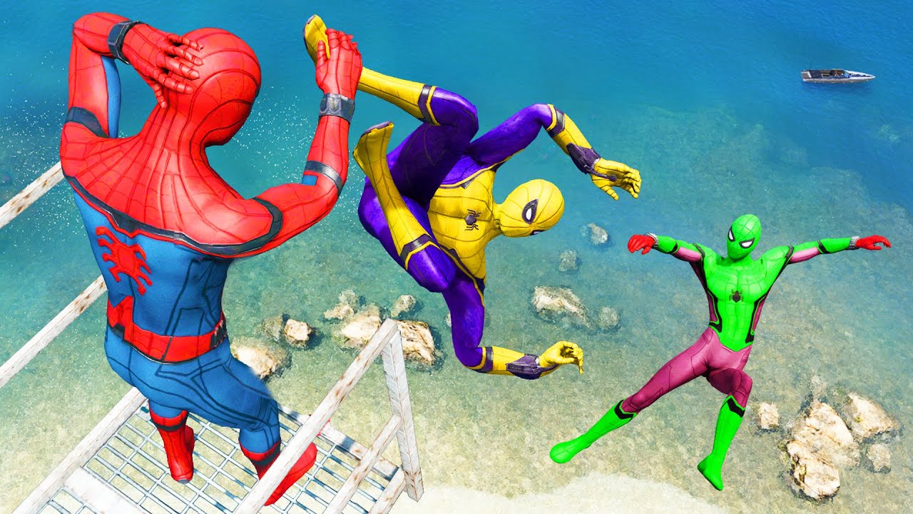 GTA 5 Rainbow Spiderman Water Fails (Euphoria Physics/Ragdolls) #3